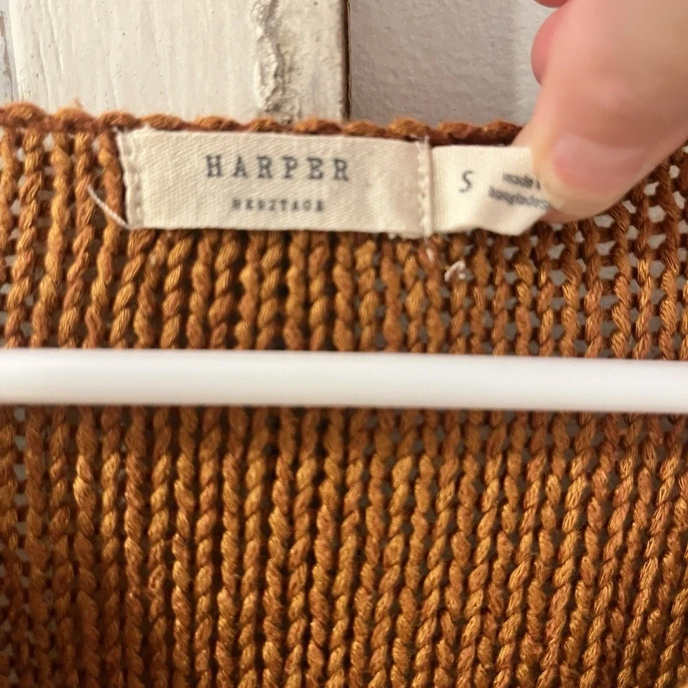 Harper Women's Small Burnt Orange Cutout Sweater Knit v Neck‎